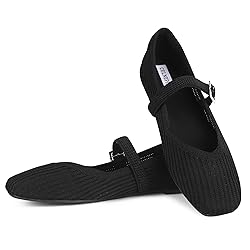 CELNEPHO Black Flats for Women Square Toe Ballet