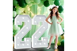 HITINO Marquee Numbers 22, 4FT White Light Up Numbers, Large 22nd Birthday Decorations for Her Him, Mosaic Number for Women and Men Birthday Party Wedding Anniversary Decor, Pre-Cut Foam Board Kit