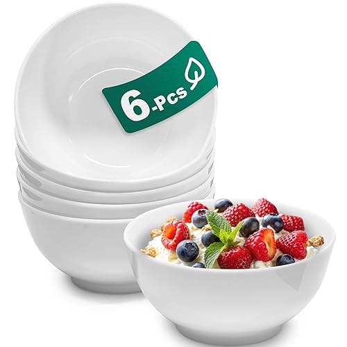 6 Sets 6 Inch Cereal Bowls - 26 Oz Unbreakable Lightweight White Soup Bowls Set Dishwasher Safe For Fruit Salad Kitchen Ramen Mixing Scratch Resistant Reusable Gift For Wedding Home Everyday Use