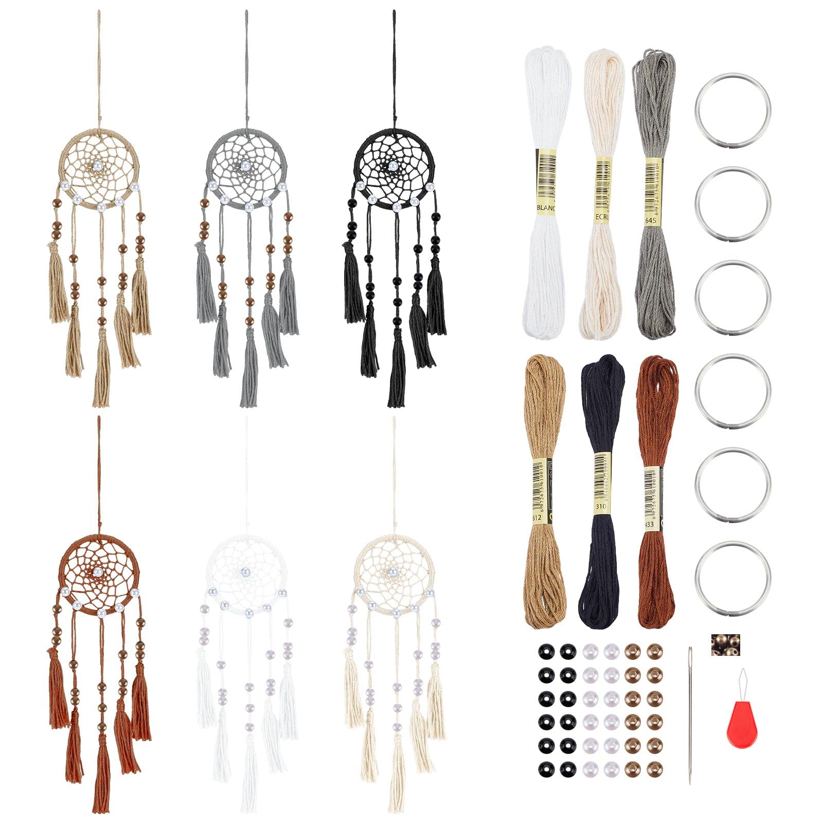 INFUNLY 6 Set Mini Dream Catchers Kit for Keychain DIY Dream Catcher Making Kit Colorful Handmade Small Dream Catcher for Bag Pendant Car Interior Backpack Charm — image 1