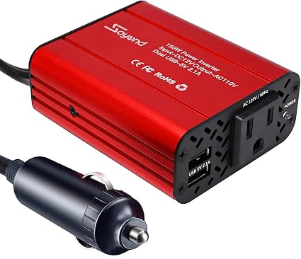 Amazon Com 150w Car Power Inverter Dc 12v To 110v Ac Converter 4 2a Dual Usb Charging Ports Car Charger Adapter Modified Sine Wave Converter For Car Cigarette Lighter With Ac Outlet For