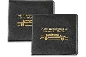 GKmow 2 PCS Car Registration Insurance Card Holder, Document Holder, PU Leather Case for ID, Driver's License, Key Contact Information Cards, Vehicle Paperwork Organizer (Black & Yellow)