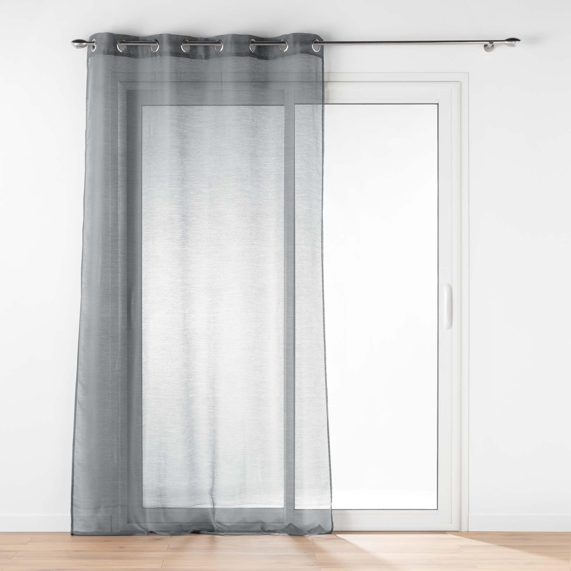 Douceur D'Interieur 140 x 240 cm 100 Percent Polyester Curtain Rings Voile Sable Lissea Gris, Grey