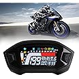 BLUERICE Real Color Digital Motorcycle Speedometer 199 Kph Mph Universal Speedometer Odometer Motorcycle Gauge Water Temperature Gauge with Bracket