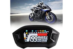 BLUERICE Real Color Digital Motorcycle Speedometer 199 Kph Mph Universal Speedometer Odometer Motorcycle Gauge Water Temperature Gauge with Bracket