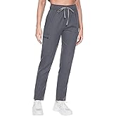 Women's Scrub Pants - Elastic Waist Pants for Women 8 Pocket Joggers Pants Stretch Nurse Scrubs Bottoms