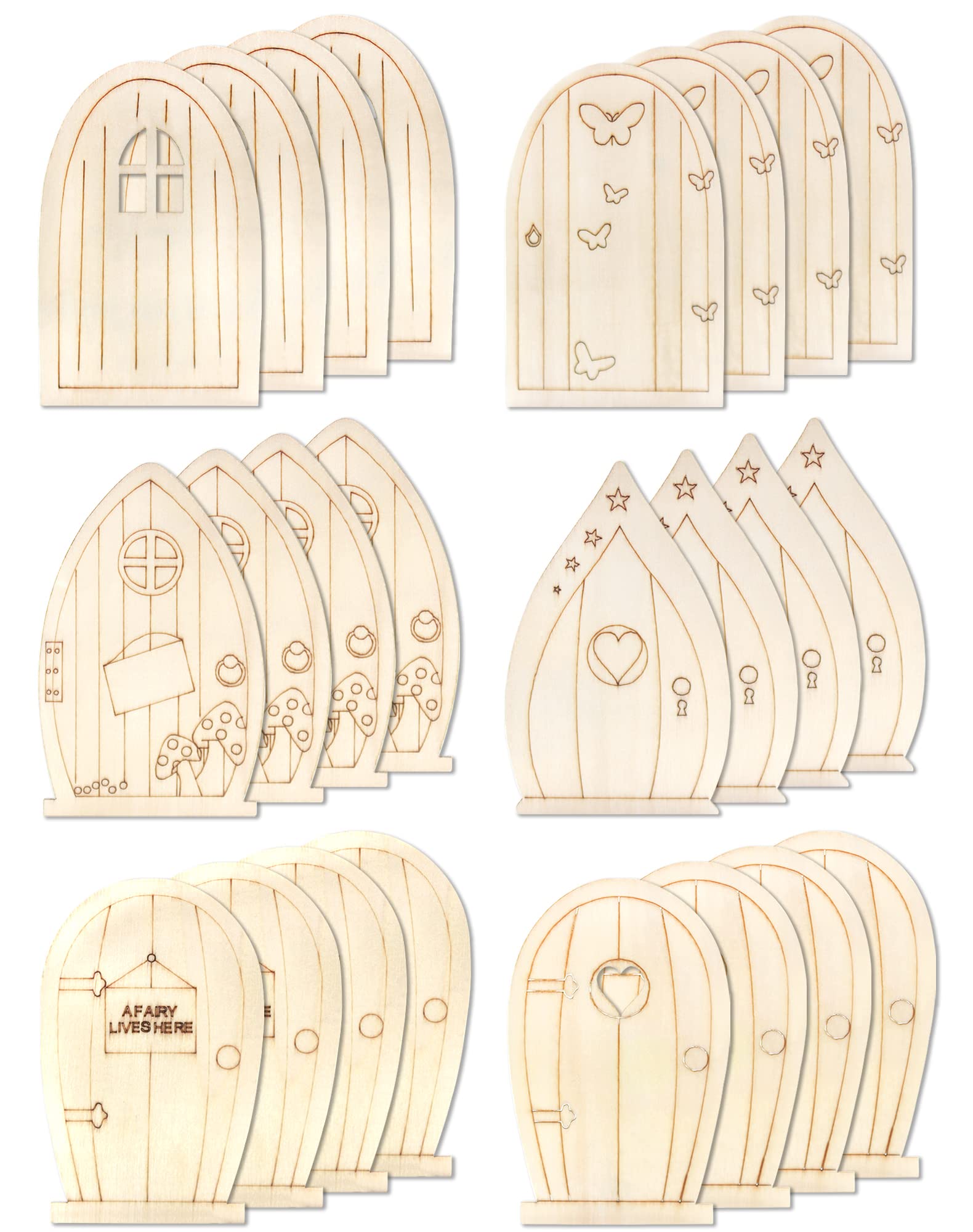 Photo 1 of Cinvo 24 Pcs Wooden Miniature Door Blank Unpainted Doors for DIY Fairy Garden Home Decor Christmas Making (Styles A)