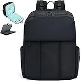 MOMINSIDE Diaper Bag Backpack - Extra Large Puffer Diaper Bag - Neoprene Diaper Bag Quilted Baby Bag for 2 Kids Boys Girls, Large Changing Pad, 15 Pockets, Black