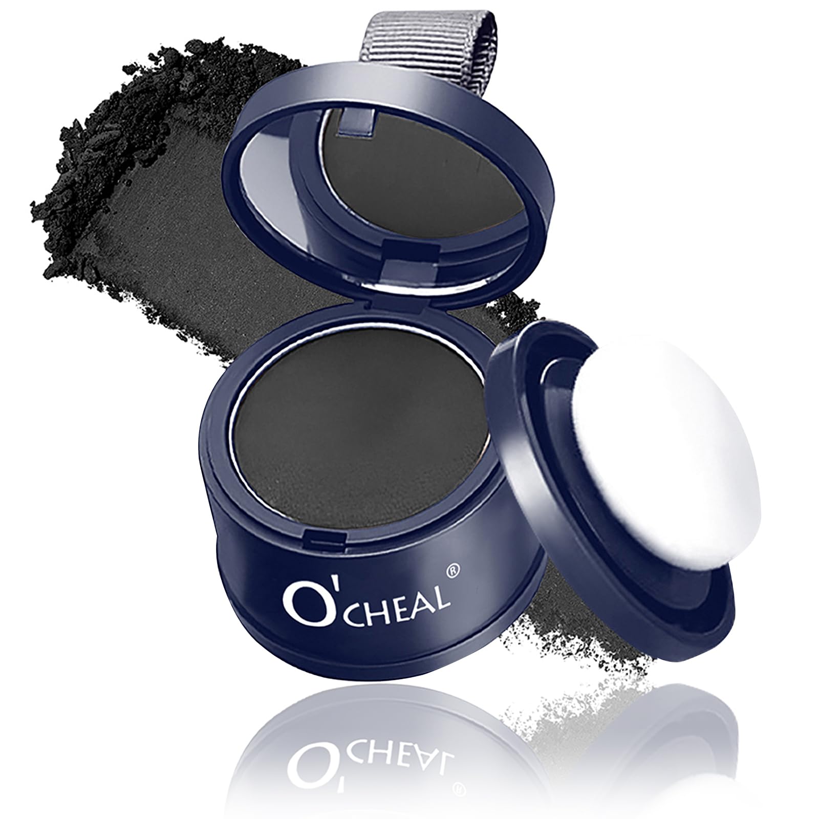 O'CHEAL Black Hairline Powder, Hair Loss Cover Up Powder, Hair Fibers for Thinning Hair, Instantly Root Touch Up Hair Color for Gray Hair Coverage, Sweatproof Hairline Shadow Powder for Men and Women