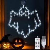 DONSAJI Halloween Decorations Ghost Window Lights, 12.6 inch White Ghost Window Silhouette Lights with Remote for Halloween Decoration Indoor Outdoor