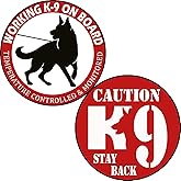 TOTOMO Working K-9 On Board-Temperature Controlled and Monitored | Caution K9 Dog Stay Back Sticker 6" x6" Car Decal Police Dog Law Enforcement Truck Window (2pc Sticker Set)