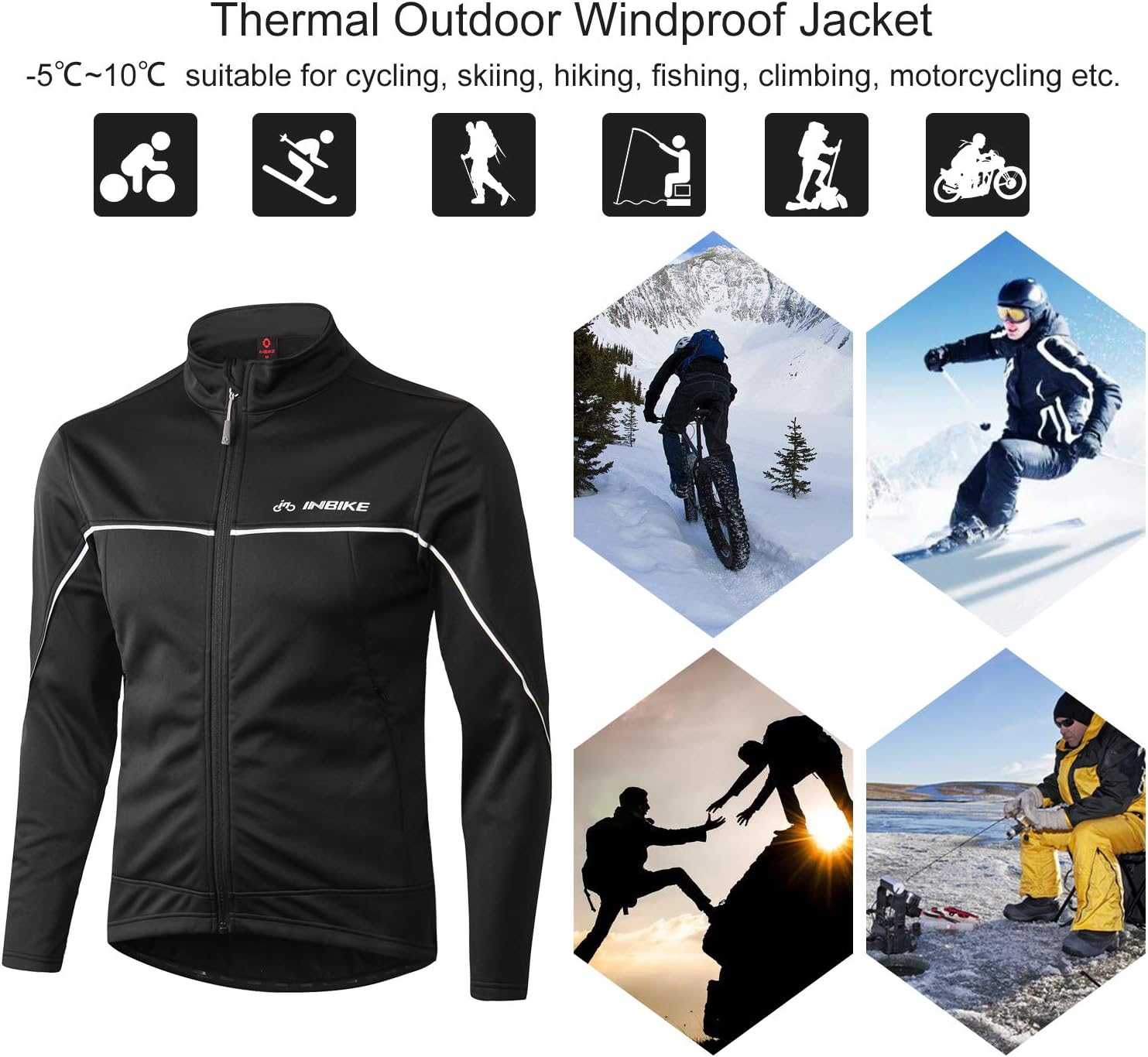 INBIKE Winter Men's Windproof Thermal Cycling Running Jacket: Clothing