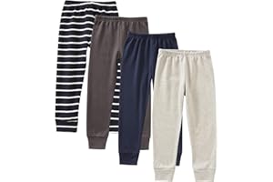 GLASH Kids Baby and Toddler Boys 4-Pack Cotton Pants