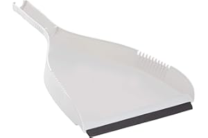 Superio Clip-On Dustpan - Heavy Duty Plastic, Easy Grip Clip-On Dust Pan with Rubber Edge, Detailed Sweeping Debris, Fits Standard Brooms Home & Commercial Dusting & Cleaning Tool, Grey