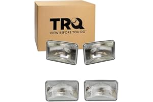 TRQ Rectangular Sealed Beam Headlight Set High and Low Beam Compatible with 79–86 Ford Mustang 76–88 Chevrolet Monte Carlo 84–89 Toyota Van 80–86 Nissan 720 77–89 Dodge Diplomat 78–87 GMC Caballero