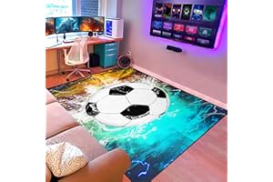 WJLBKGU Football & Soccer Rugs for Boys Bedroom 5'x7' Sports Rugs for Boys Bedroom Living Room Playroom Sports Carpet for Kids Soccer Room Decor Sofa Floor Mats