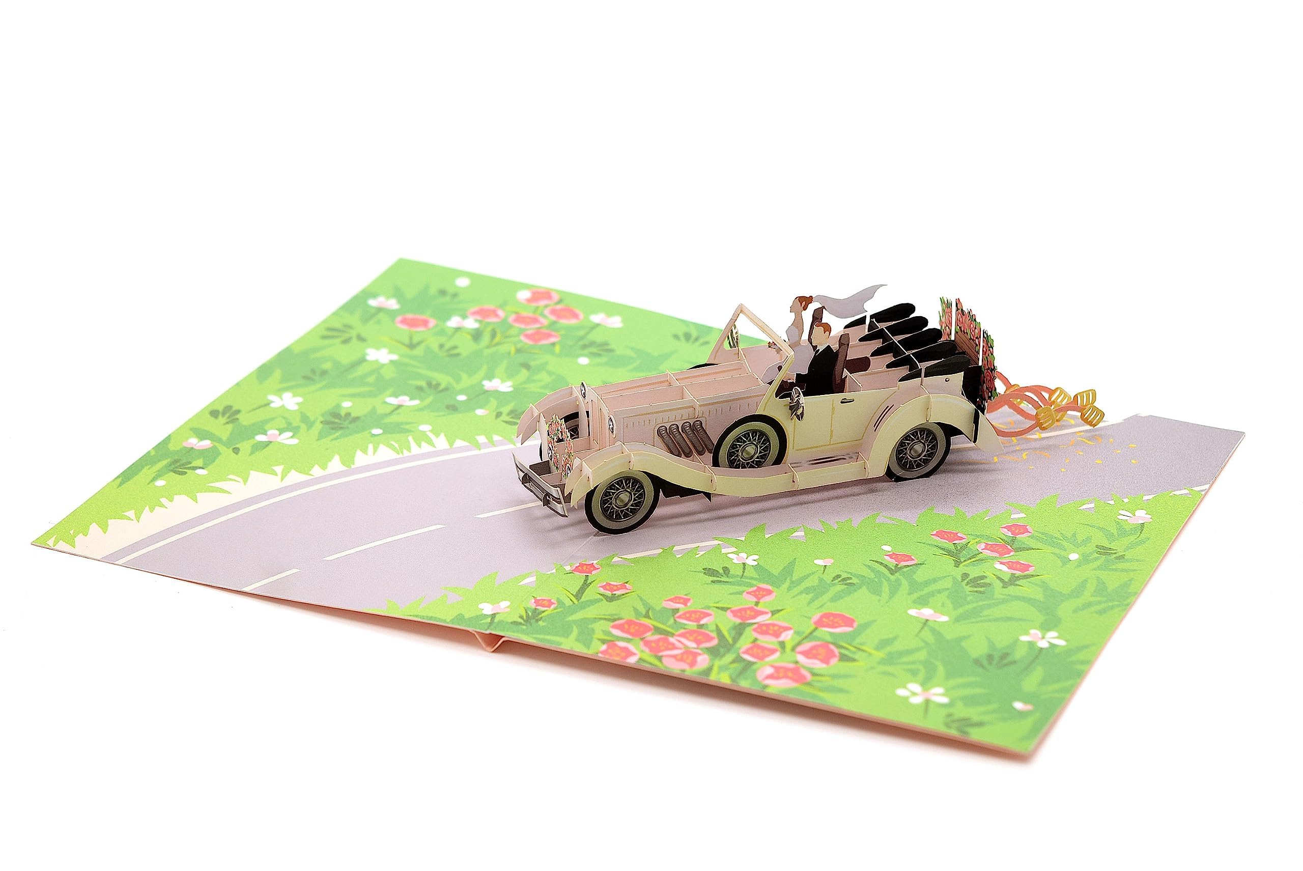3D Pop Up Wedding Card, Just Married Card, Handmade Card, Wedding Gift, Wedding Car, Just Married, Vintage Card