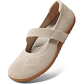Arromic Wide Toe Box Flat Shoes Women Mary Jane Flat Shoes Comofortable Ballet Flat with Adjustable Straps Slip on Washable Knit Casual Flats
