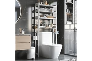 Flrrtenv 4-Tier Over The Toilet Storage Rack, Over Toilet Bathroom Organizers, Saving Bathroom Organizer with Adjustable Shel