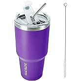 BJPKPK 30 oz Stainless Steel Tumbler With Lid And Straw Vacuum Insulated Double Wall Travel Coffee Water Tumbler,Purple