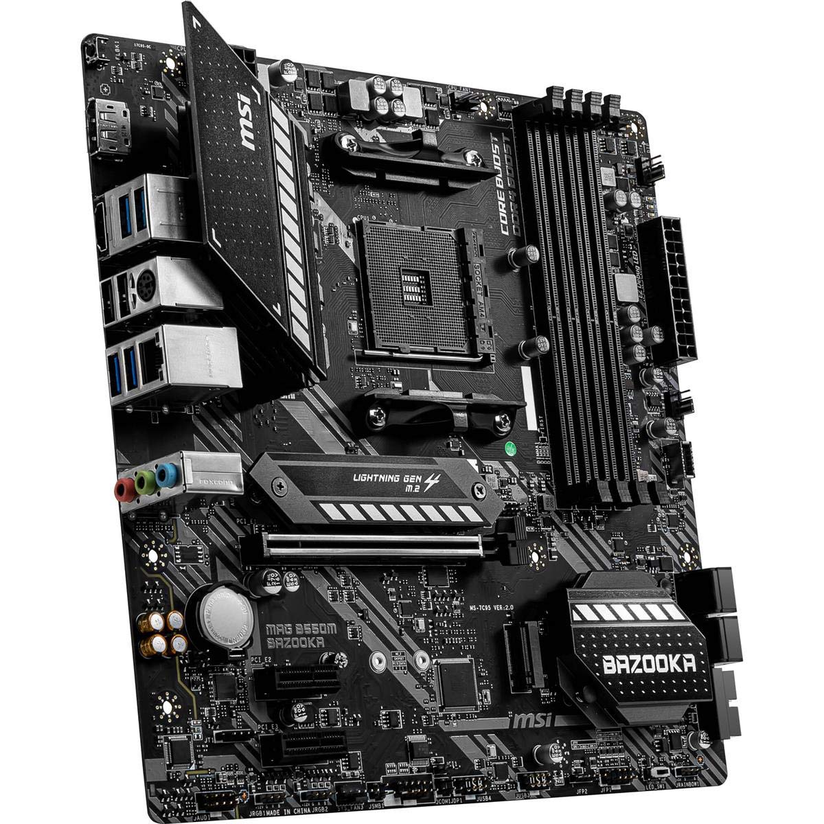 MSI MAG B550M Bazooka Gaming Motherboard (AMD AM4, DDR4, PCIe 4.0, SATA 6Gb/s, M.2, USB 3.2 Gen 1, HDMI/DP, Micro-ATX)
