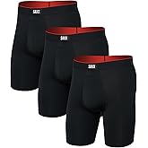 SAXX Underwear Co. Men's Underwear with Pouch Multi Sport Mesh Long Boxer Brief 3Pk
