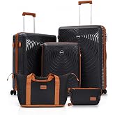 CONCEPTEN Luggage Sets 5 Piece,PP Suitcase Set with Spinner Wheels,TSA Lock | Lightweight, Impact-Resistant,Wear-Resistant Suitcases with Wheels, Carry on Luggage Set, Travel Luggage