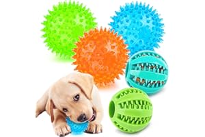 PUPTILY 2 Different Functions Interactive Ball for Dogs 2.5” Squeaky Dog Balls Toys and Puppy Teething Chew Toy Balls for Small Dogs for Clean Teeth and Training （5Pcs）