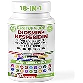 Dash of Vigor 18-in-1 Diosmin Hesperidin Supplement, Quercetin with Bromelain, Zinc, Vitamin C with Rutin Supplement, Horse Chestnut Extract, Butcher's Broom Extract, USA, 60 Capsules