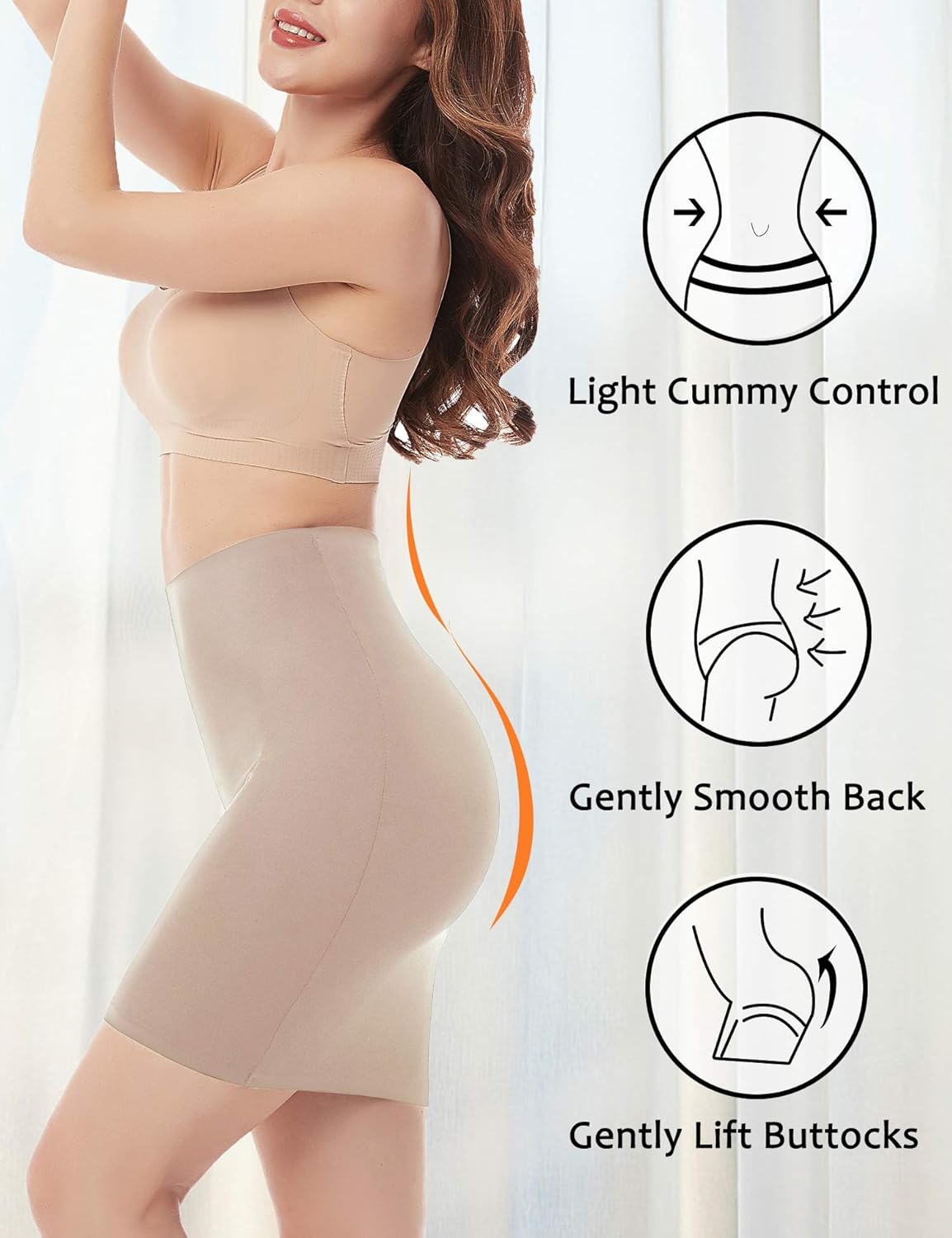 Seamless Shapewear Half Slips for Women Under Dresses Tummy Control Slip Skirt Slimming Body Shaper (Beige-half slip, X-Large) at  Women’s Clothing store
