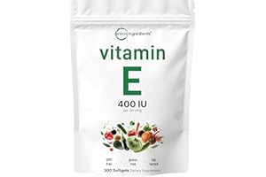 Micro Ingredients Vitamin E 400IU, 300 Softgels | Pure Vitamin E Oil Pills | Antioxidant Supplements for Skin, Face, Heart, & Immune Health | Non-GMO, Gluten Free