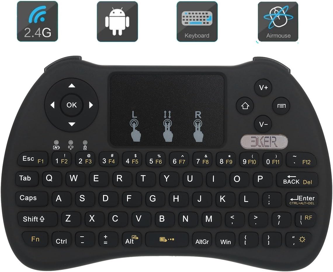 Eliker Mini 2.4GHz Wireless Touchpad Keyboard for PC, Pad, Google Android TV Box, Smart TV, HTPC, IPTV,Raspberry pi 3, XBOX 360, PS3