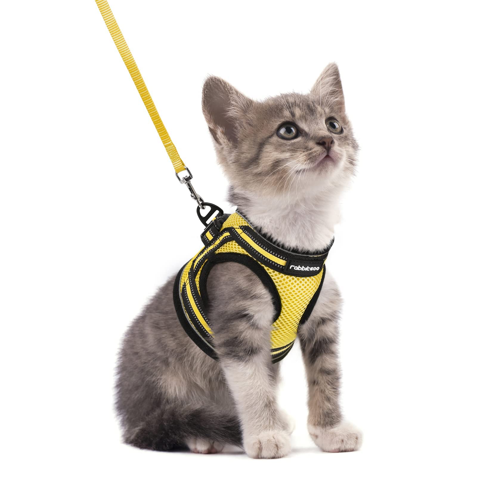 rabbitgoo Cat Harness and Lead Set for Walking Escape Proof, Adjustable Soft Kitten Harness with Reflective Strip for Extra Small Cats, Comfortable Choke-Proof Outdoor Vest, Yellow, S — image 1