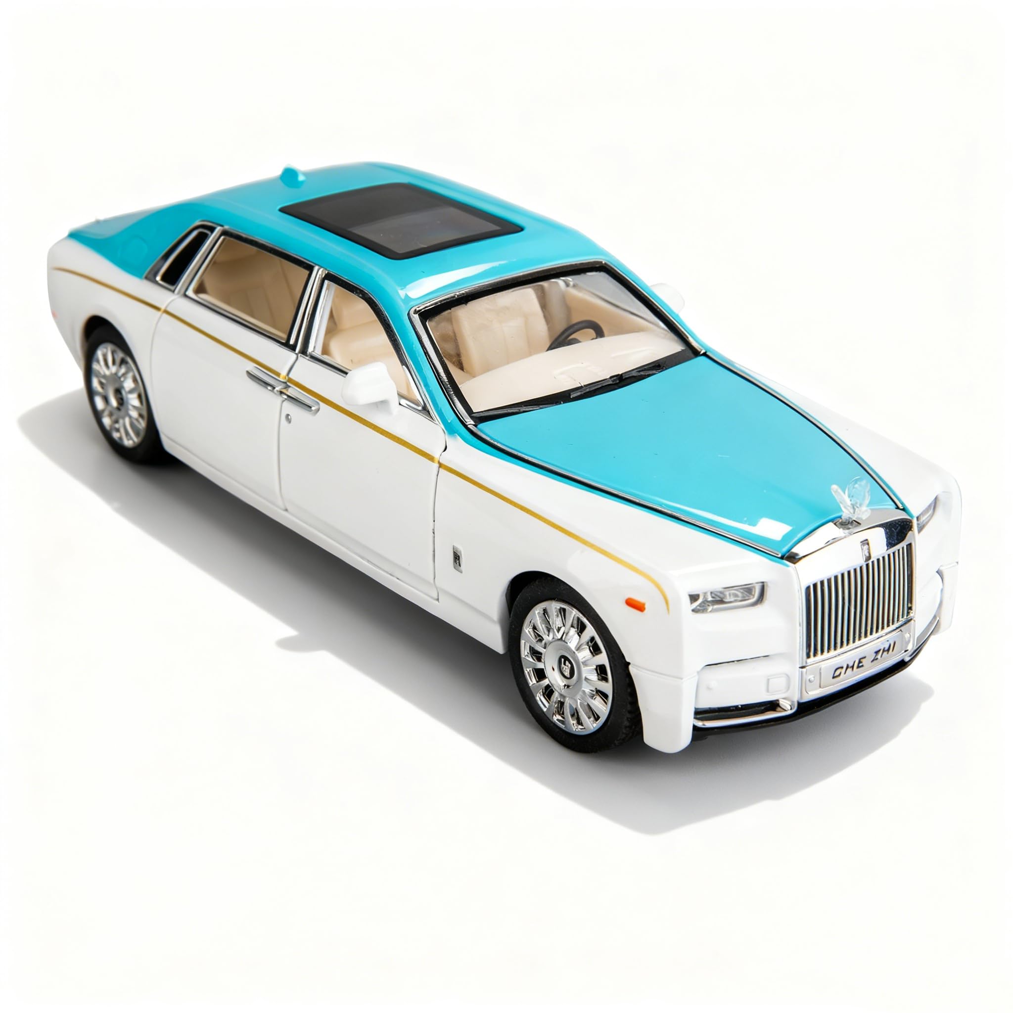TGRCM-CZ 1:24 Rolls-Royce Phantom Model Car, Zinc Alloy Pull Back Toy Diecast Toy Cars with Sound and Light for Kids Boy Girl Gift(Blue) — image 1