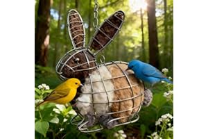 Handmade Alpaca Fiber Bird Nesting Rabbit/Clover, Refillable Birds Haven, Hummingbirds Nests Material Holder, Winter Fowl Gif