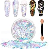 Laza Colorful Moonlight Chameleon Flakes Nail Glitter Irregular Opal Nail Foil Flakes Chunky Confetti Color-Shift Sequins Iridescent Fairy Dust for Mermaid Nails Design, Nail Decorations for Nail Art