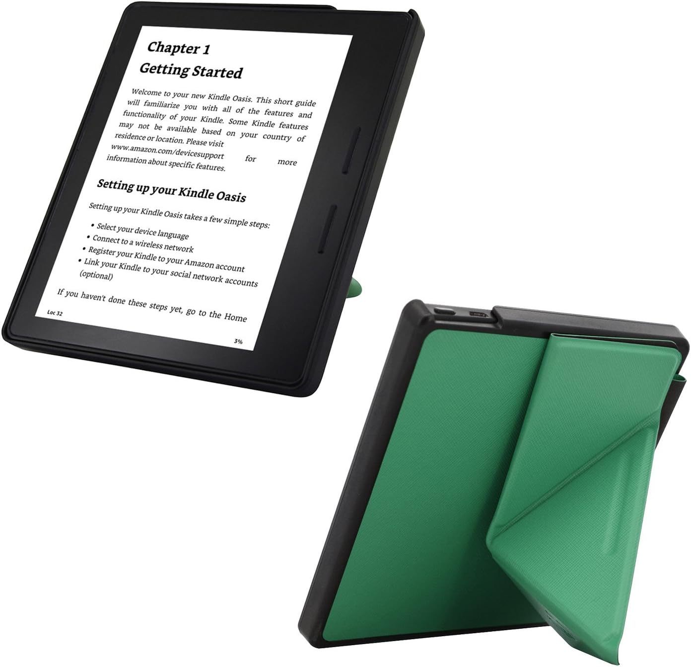 Kindle Oasis Case, Standing Origami Slim Shell Case Cover with With Auto Wake & Sleep Function for Amazon Kindle Oasis 2016 (Light Green)