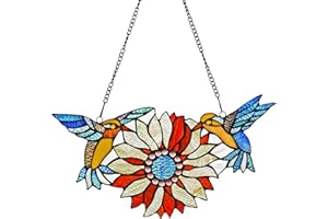 Capulina Mothers Day Sunflower Hummingbirds Gifts Stained Glass Window Hangings Suncatchers Stunning Handicrafts Flower Birds Lovers Gifts for Window Decor
