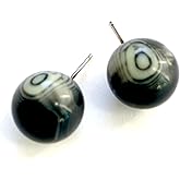 Black and Ivory Marbled Lucite Minimalist Ball Stud Earrings
