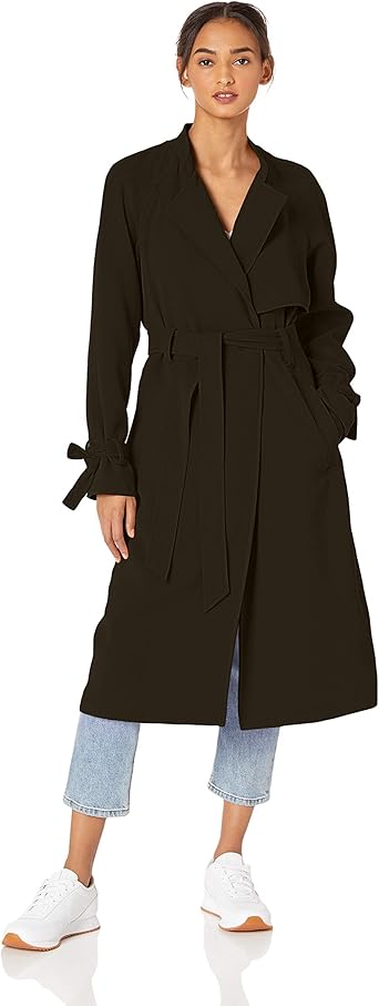 rachel double breasted long trench coat with detachable hood