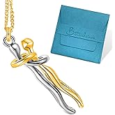Licetauig Couple Hug Necklace Gift for Boyfriend and Girlfriend Soulmate Couple Promise Cute Pendant Hugging Love Pendant Personality Jewelry
