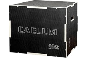 CAELUM 3-in-1 Wood Plyo Box - Non-Slip Plyometric Jump Box for Home & Gym, 400lbs Bearing Fitness Launch Box for Jumping Squats Step-ups Strength Training