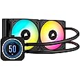 Corsair iCUE H100i Elite LCD XT Liquid CPU Cooler - IPS LCD Screen - Two AF120 RGB Elite Fans - 240mm Radiator - Fits Intel® LGA 1700, AMD® AM5, and More - Included iCUE Commander CORE - Black
