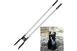 YEELOR Post Hole Digger, Hole Digger with One-Piece Carbon Steel Blade, Post Digger with 55" Adjustable Stainless Steel Handl