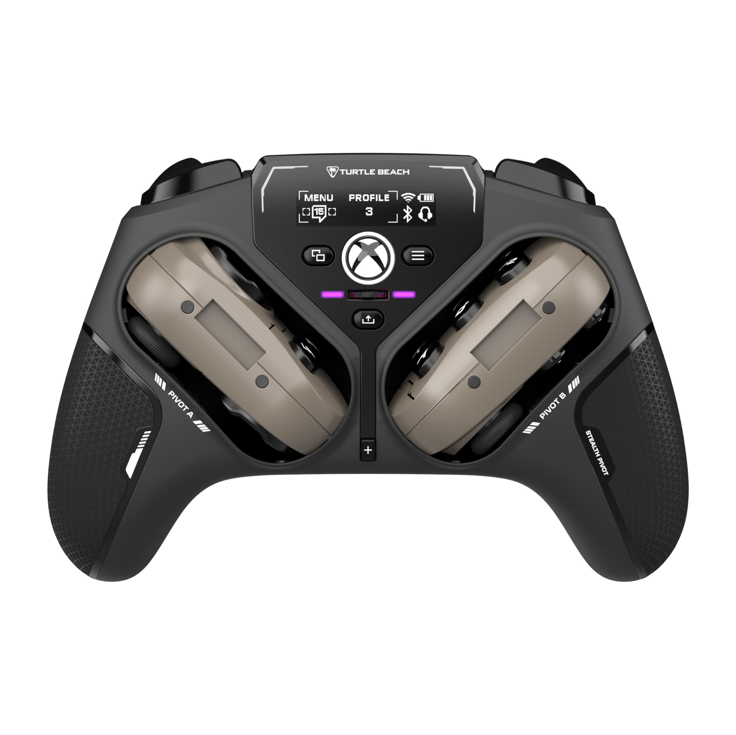 Turtle Beach Stealth Pivot Wireless Smart Game Controller Officially Licensed for Windows PC – Rotating Modules, Display Dashboard, Hall-Effect Sticks, Remappable Buttons, Bluetooth, 20-Hour Battery