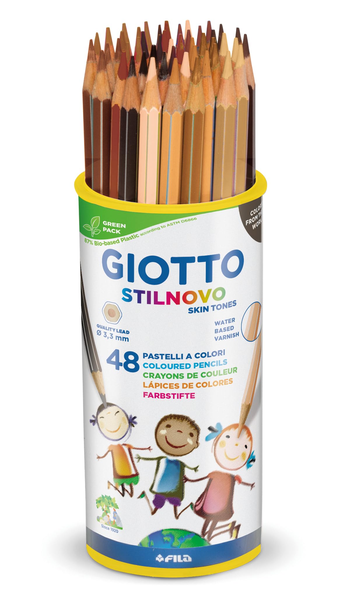 GIOTTO Stilnovo Skin Tones Colouring Pencils, 4 x 12 Assorted Colours, For Children, Parties and Schools
