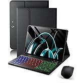 for Microsoft Surface Go 4/3/2/1 10.5/10 inch Case with Keyboard | Rainbow Backlit Keyboard Case - Built in Pencil Holder with Mouse - Black