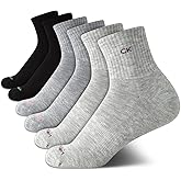 Calvin Klein Womens High Quarter Socks - 6 Pack Performance Cushioned Crew Cuffed Athletic Socks for Women with Arch Support