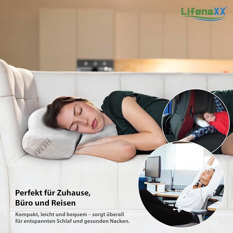 Hanf Nackenstützkissen LX-053 – Ergonomisches Memory-Schaum-Kissen mit abnehmbarem, waschbarem Bezug – Bequeme Nackenunterstützung, atmungsaktiv, hautfreundlich und komfortabel