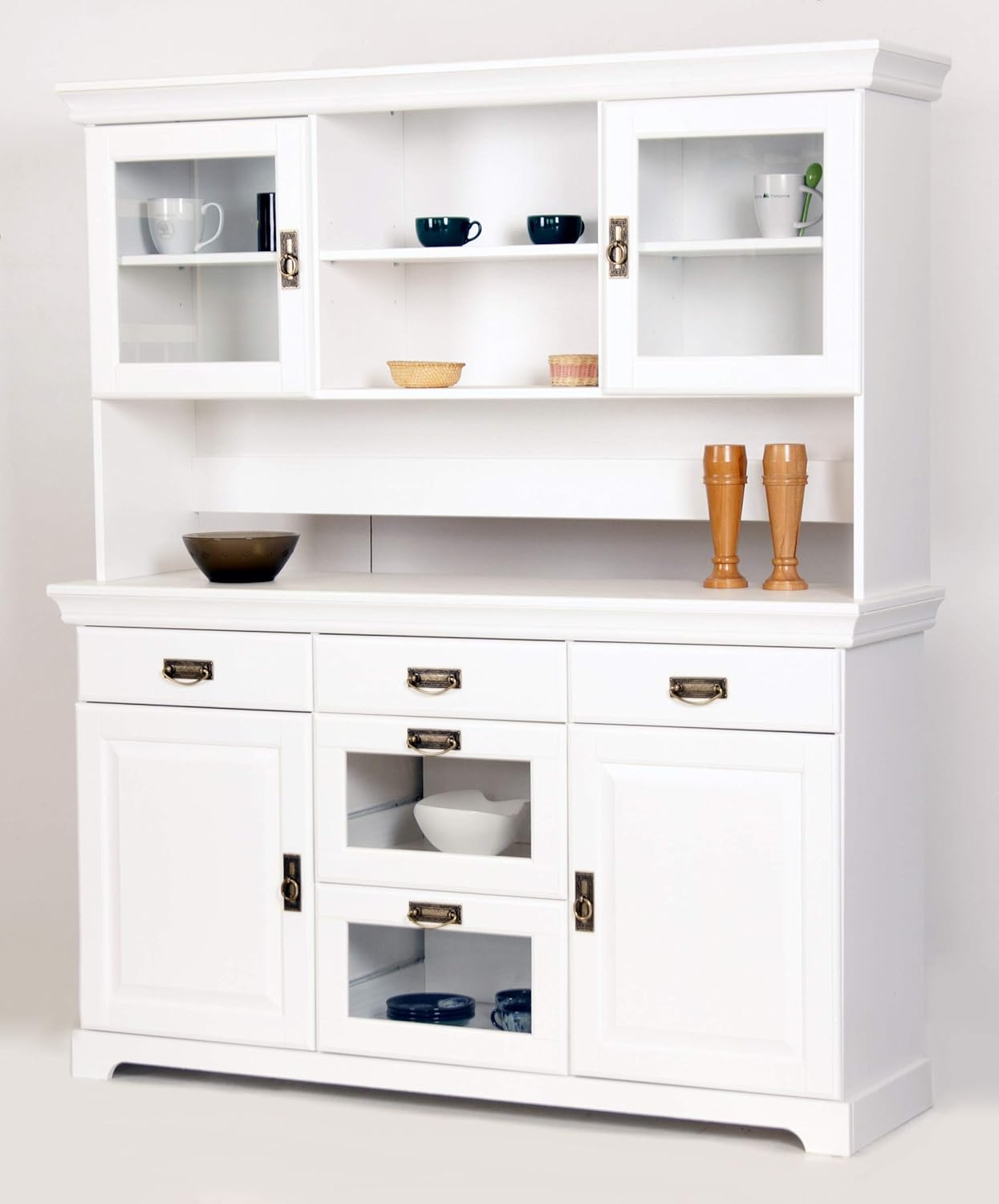 clevermoebel Buffet, Sideboard, Kommode aus Kiefernholz weiß lackiert